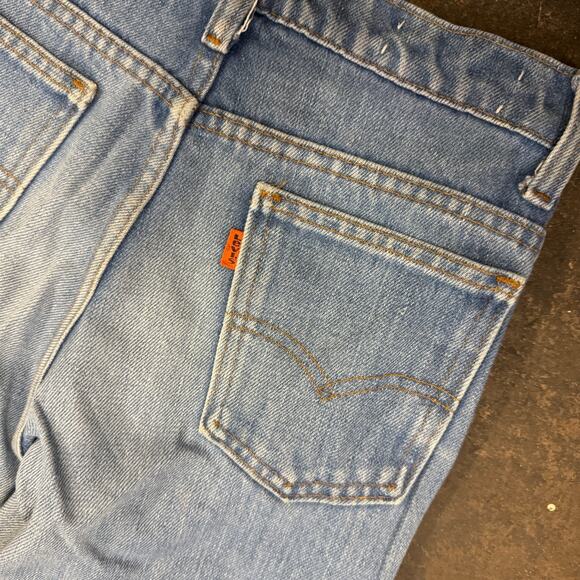 Levis Vintage 70s Orange Tab Jeans Talon Zip USA Denim Light Wash Flare Leg 12 - Picture 3 of 11